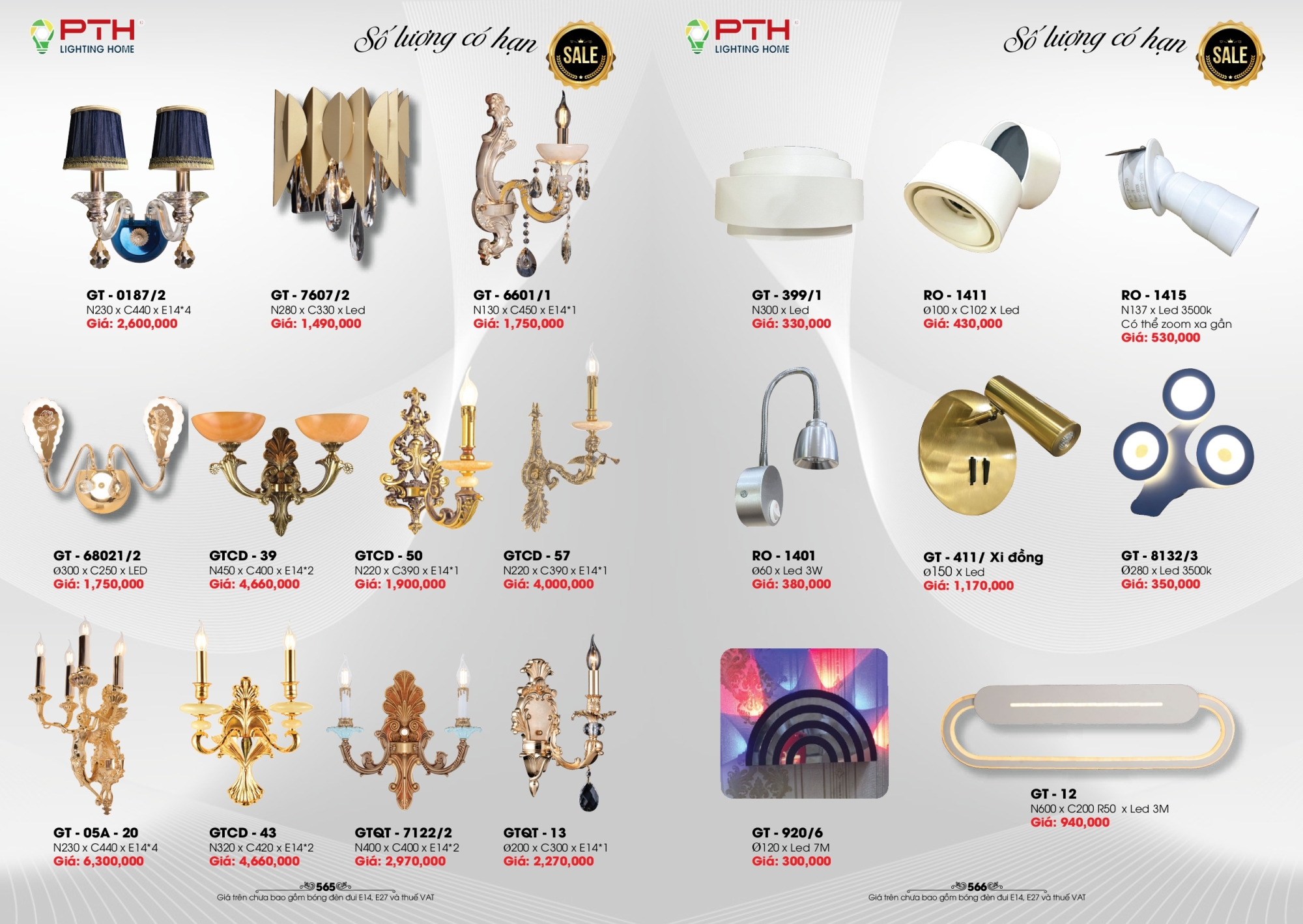 Bảng giá đèn trang trí PTH Lighting Home 2026